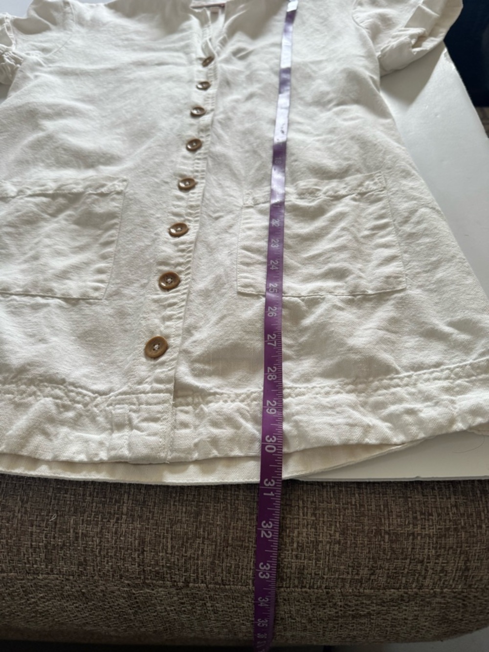 Pilcro Ivory Button-Front Linen Shirt Dress - Picture 7 of 8